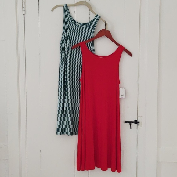Faded Glory Dresses & Skirts - TWO! 🆕 Striped & Red Swing Sleeveless Dresses